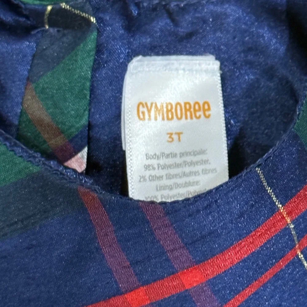Gymboree Plaid Holiday Dress Girl's 3T Sleeveless Bow‎ Christmas Party